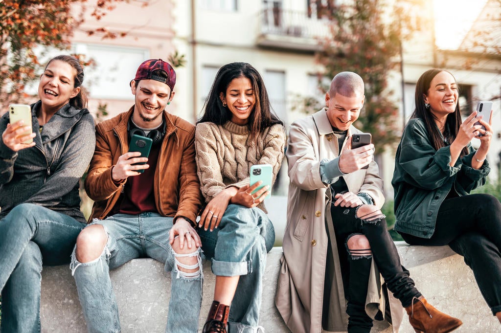 Group of people on the mobile phones